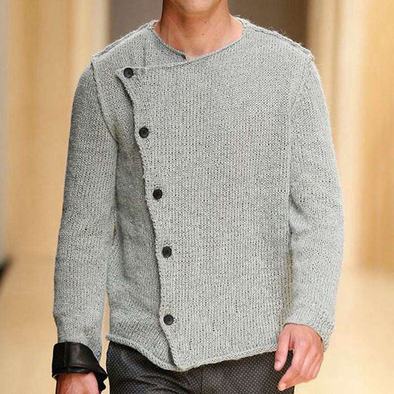 jackets - Stylish Men's Thick Knit Cardigan with Diagonal Placket for - Men Shirts | MENLL